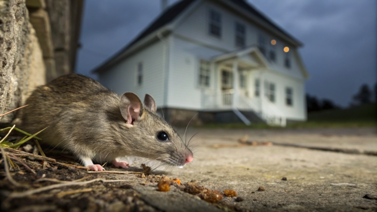 up close photo of a rodent about to invade a Bakersfield home demonstrating the need for rodent control